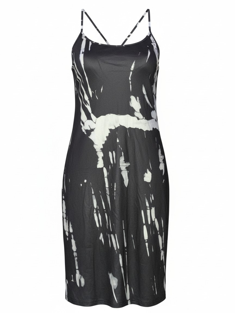 SHEIN Black & White Tie-Dye Slip Dress